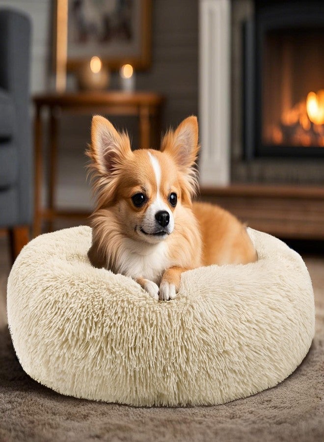 Hoewina Dog & Cat Bed, 20in Cat Beds for Indoor Cats, Calming Donut Bed for Puppy and Kitten, Washable Round Fluffy Pet Bed for Small Medium Dogs and Cats (Light Brown) - Image 5